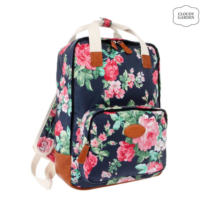 Rose garden print square backpack